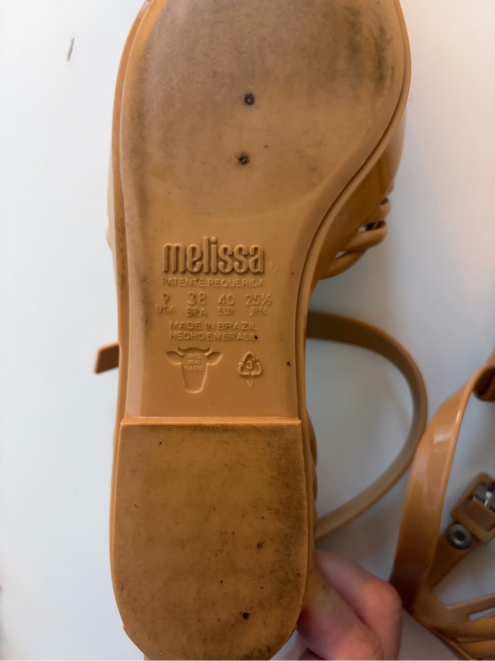 Melissa x Jason Wu Tan Strappy Pointed Jelly Flats - Picture 4 of 4